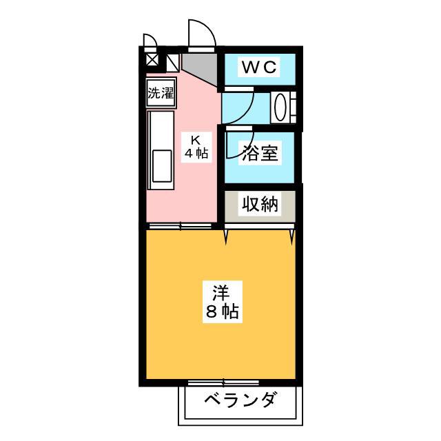 ハピネスMII(1K/2階)の間取り写真