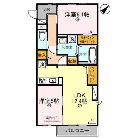 アグレアーブル(2LDK/2階)の間取り写真