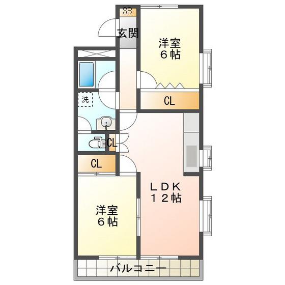 クレベール(2LDK/2階)の間取り写真