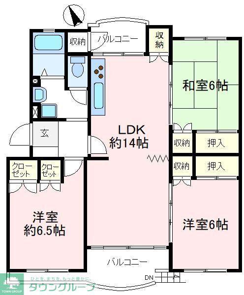 西武狭山台ハイツ(3LDK/1階)の間取り写真