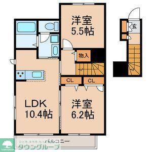 オークヴィレ(2LDK/2階)の間取り写真
