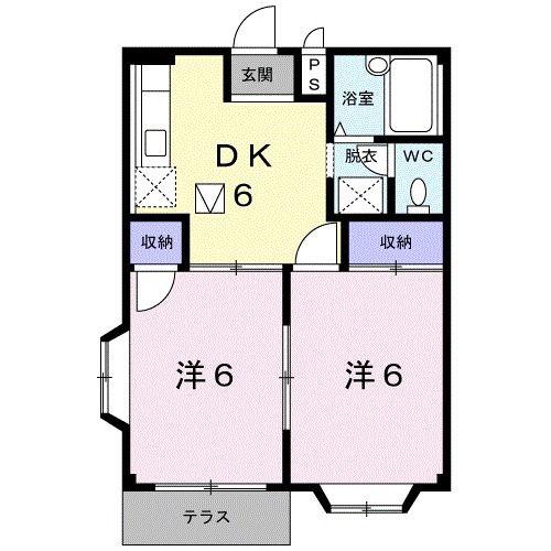エルディム平松II(2DK/1階)の間取り写真