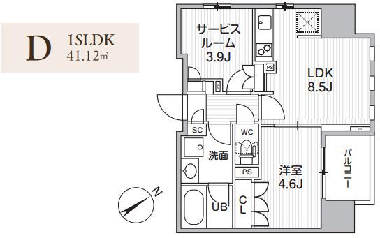 グランエール西日暮里ノース(2LDK/11階)の間取り写真