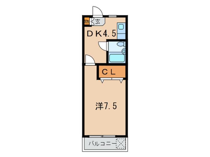 渡邊ハイツ(1DK/2階)の間取り写真