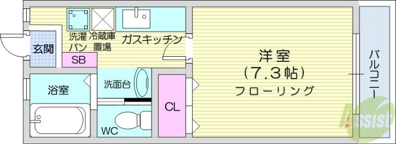 MYハイツ2号館(1K/1階)の間取り写真