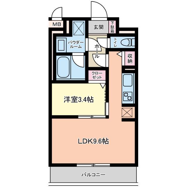 ヴェルトゥ・レジ―大宮(1LDK/1階)の間取り写真
