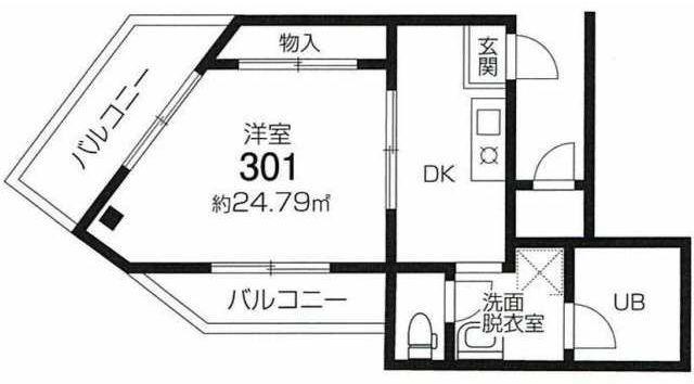 サクラメント南平(1DK/3階)の間取り写真