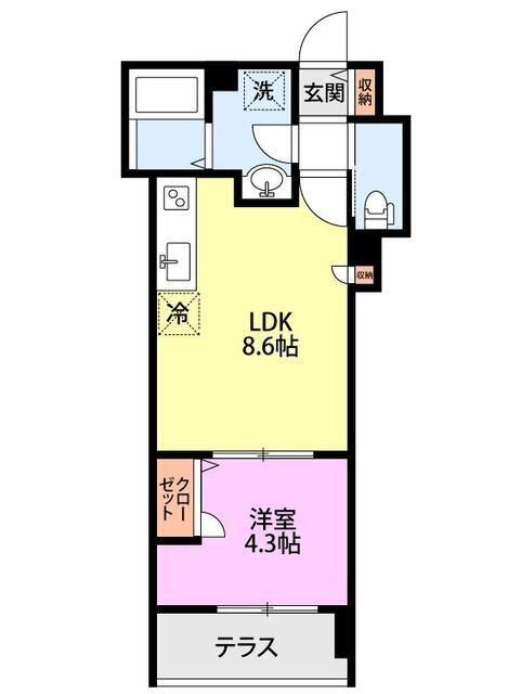 ラ・コリーヌ 藤(1LDK/1階)の間取り写真