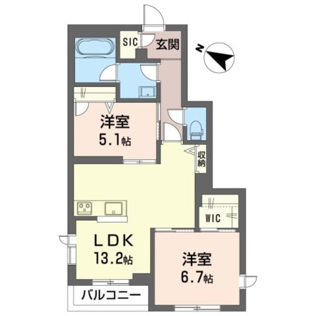 コンスティテューション(2LDK/3階)の間取り写真