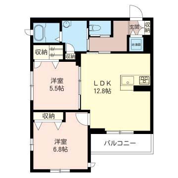 ARIES(2LDK/3階)の間取り写真