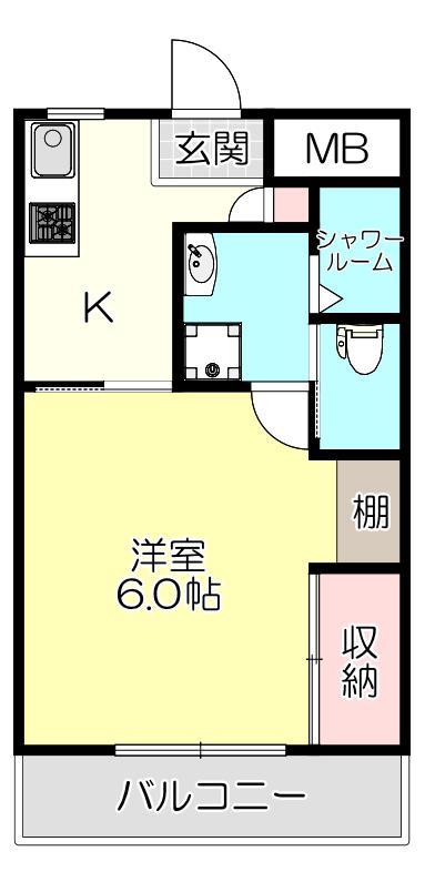 ハイム デダチ(1K/2階)の間取り写真