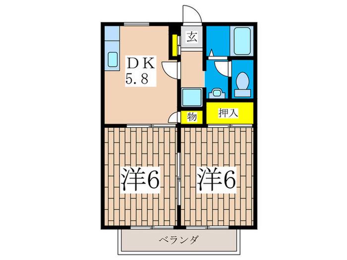 クリエールSANO 3(2DK/2階)の間取り写真