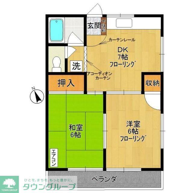 ペアーパレスA(2DK/2階)の間取り写真