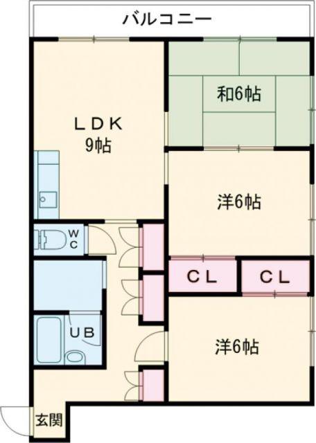 グリーンピア木風(3LDK/3階)の間取り写真