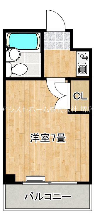 KAISEI堺(1DK/3階)の間取り写真