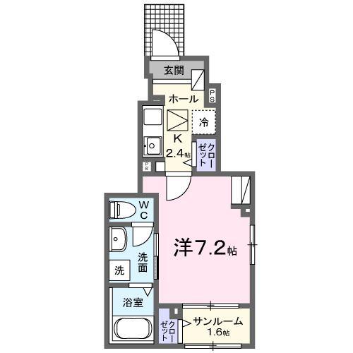 セレニテ C(1K/1階)の間取り写真