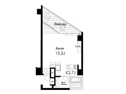 カスタリア広尾(ワンルーム/8階)の間取り写真
