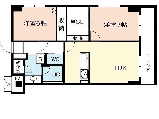 パナメゾンVI二口(2LDK/2階)の間取り写真