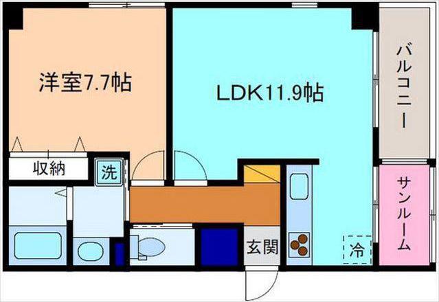 キャトルセゾン(1LDK/6階)の間取り写真