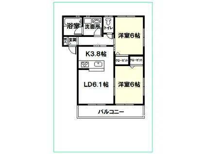 アーバニズム98B(2LDK/1階)の間取り写真