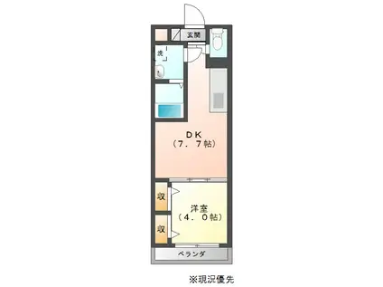 リデアル中津(1DK/1階)の間取り写真