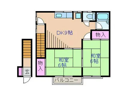 小菊荘(2DK/2階)の間取り写真