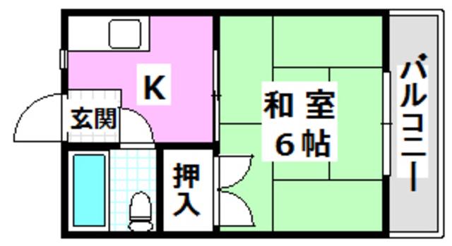 コーポキシノ(1K/1階)の間取り写真