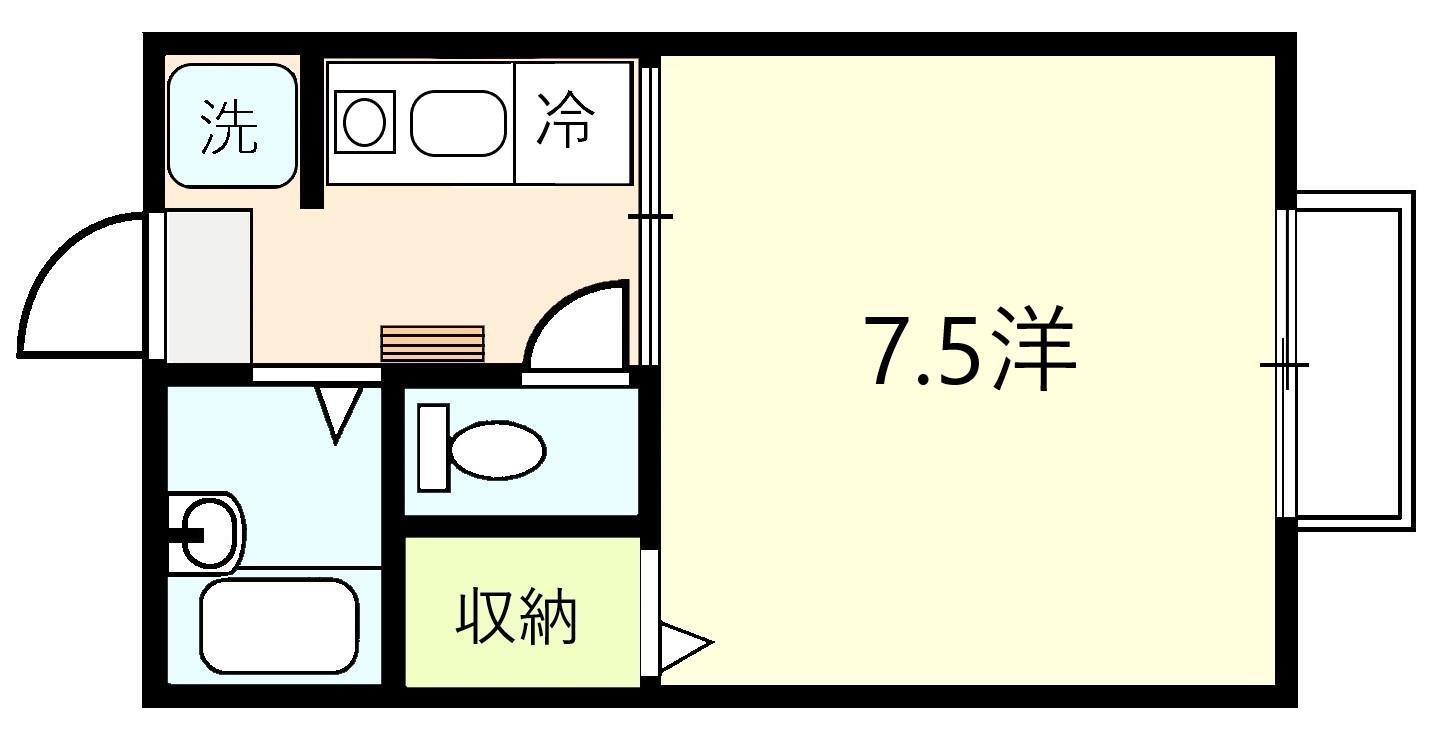 ふじハイツ6(1K/1階)の間取り写真