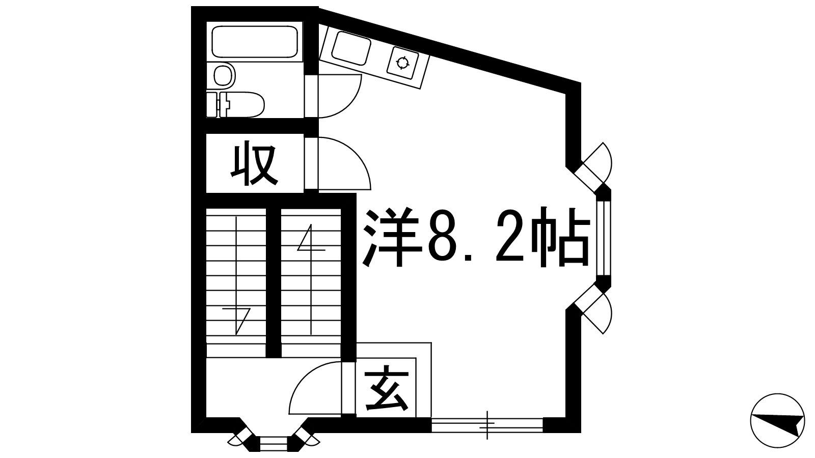 ウィスパービル(1LDK/3階)の間取り写真