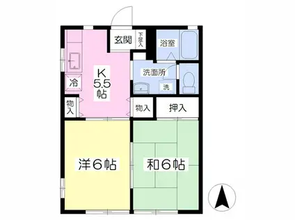 ブランシェ(2K/1階)の間取り写真