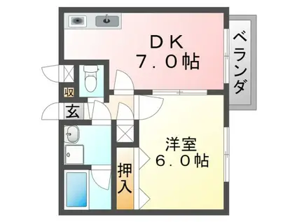 光栄ハイツ江坂(1DK/5階)の間取り写真
