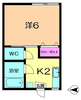 パレスハイツ(1K/2階)の間取り写真