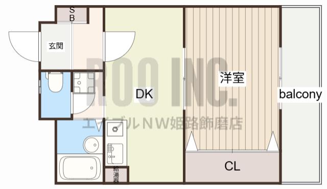ファーストイン夢前川駅前(1DK/6階)の間取り写真