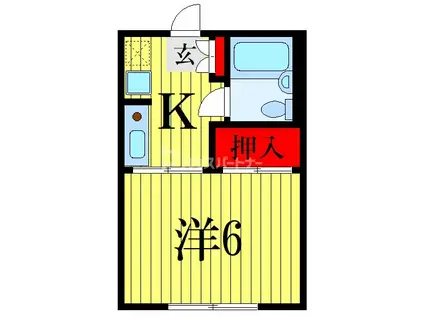 ヒルズミヤマ(1K/2階)の間取り写真