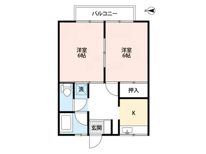 レジデンス渡利(2K/2階)の間取り写真