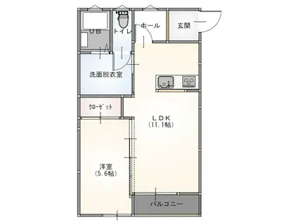 グリーンパーシモン4(1LDK/1階)の間取り写真