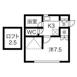 アルビオン長潟(1K/1階)の間取り写真