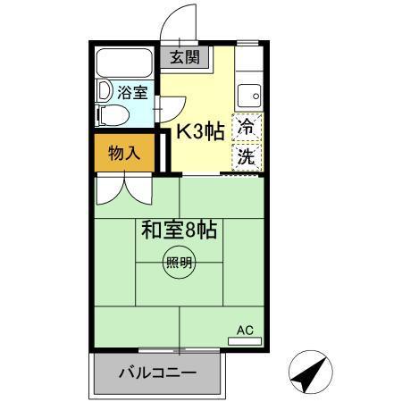 メゾンU(1K/1階)の間取り写真