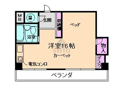 ボヌール豊中(ワンルーム/3階)の間取り写真