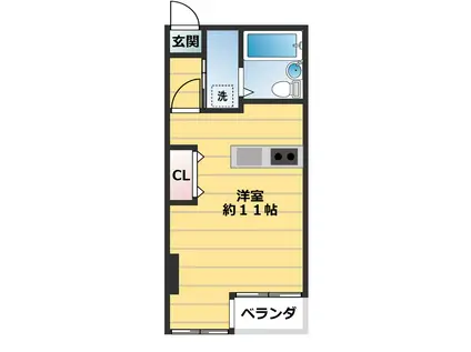 大津レジデンス(ワンルーム/2階)の間取り写真