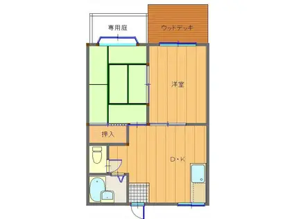 メゾン・ド・ソレイユ(2DK/1階)の間取り写真