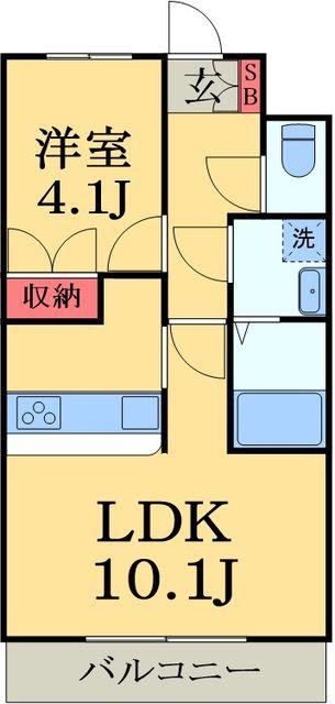 グランティスレーヴ(1LDK/1階)の間取り写真