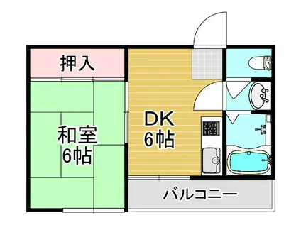 ウィステリア墨江(1DK/2階)の間取り写真