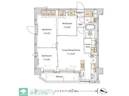ブランシエスタ江古田(3LDK/2階)の間取り写真