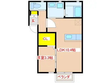 アヴァンス A棟(1LDK/1階)の間取り写真