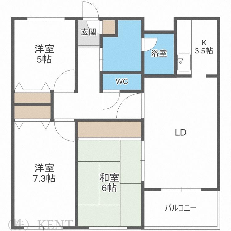 クラーク宮の森(3LDK/3階)の間取り写真