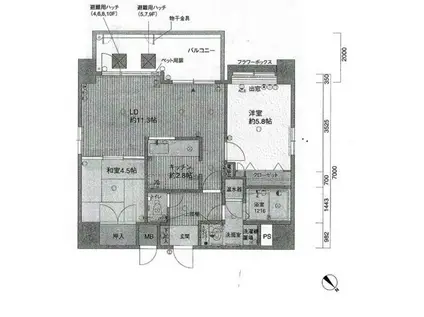 アバンス祇園(2LDK/6階)の間取り写真
