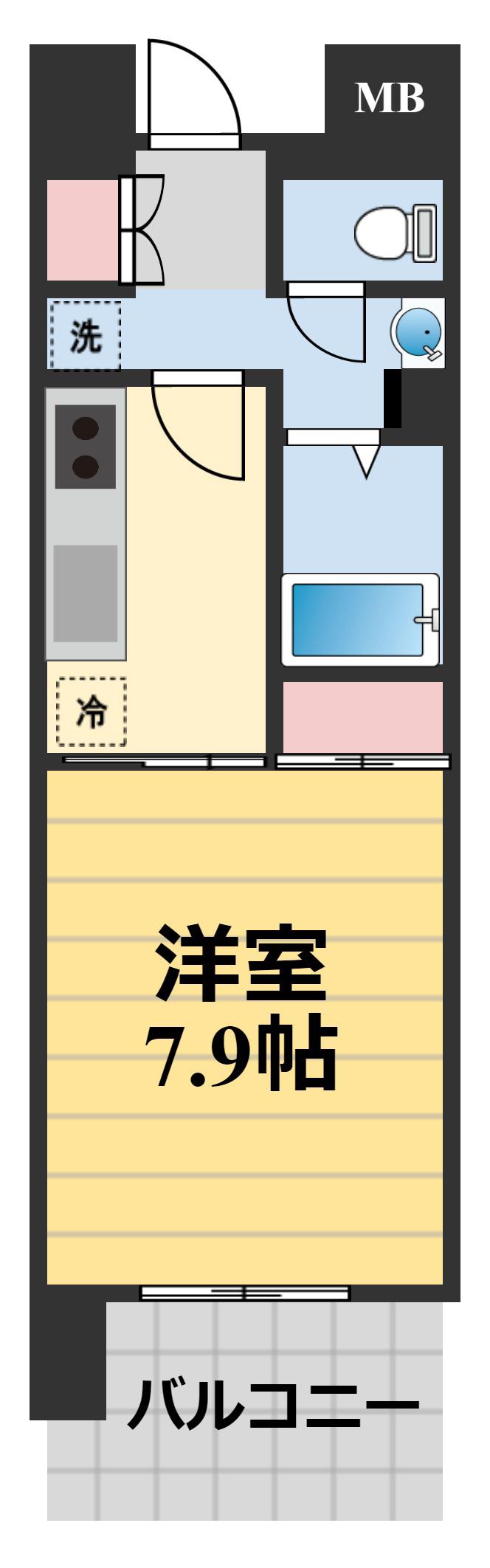 コンソラーレ本厚木(1K/4階)の間取り写真