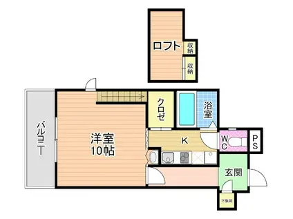 ウエルネス緑ケ丘(1K/2階)の間取り写真