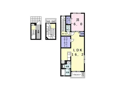 グラース・アビタシオンIV(1LDK/3階)の間取り写真